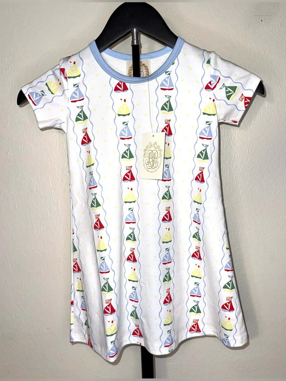 The Beaufort Bonnet Co Polly Play Dress in Set Sail w/ Beale Street Blue, 4T NWT